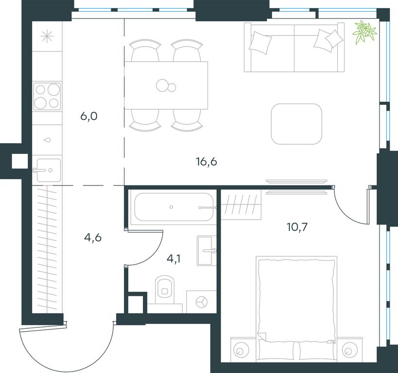 1-BD Apartment Sale, 42 sq. m. at Level Michurinskiy, Озёрная улица, вл1, Москва, Россия #1