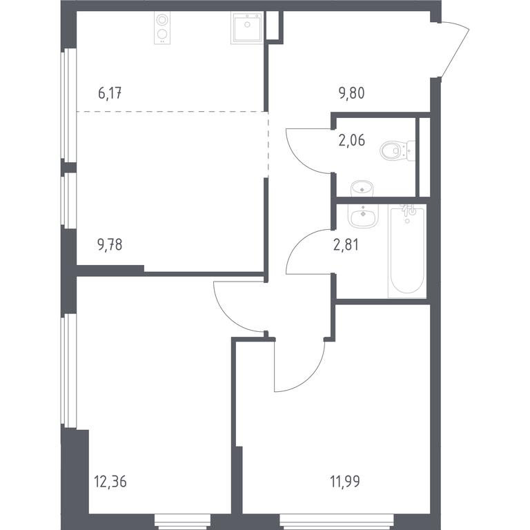 1-BD Apartment Sale, 54.97 sq. m. at Ostafevo, Ostafyevskoe Highway, 12к1, Ryazanovskoe Settlement, Moscow, Russia #1