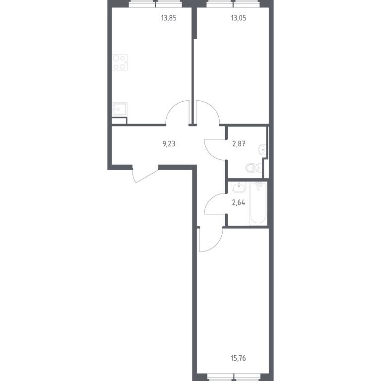 1-BD Apartment Sale, 57.4 sq. m. at Ostafevo, Ostafyevskoe Highway, 12к1, Ryazanovskoe Settlement, Moscow, Russia #1