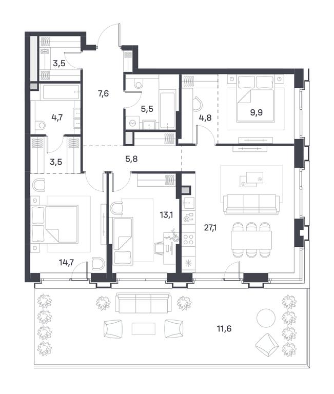 3-BD Apartment Sale, 111.8平方米 at Portland, Yuzhnoportovaya Street, 42с5, Moscow, Russia #1 3-BD Apartment Sale, 111.8平方米 at Portland, Yuzhnoportovaya Street, 42с5, Moscow, Russia #1