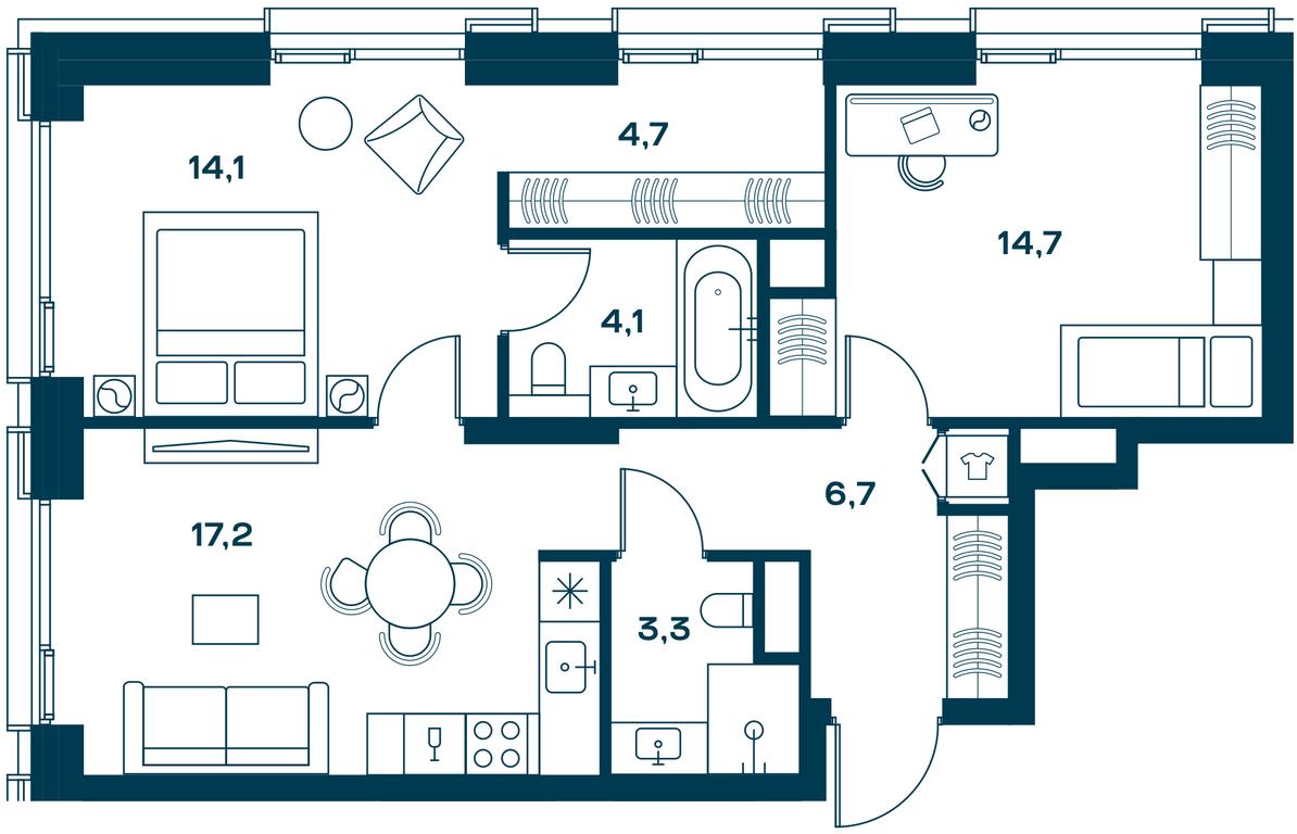 2-BD Apartment Sale, 66.9 sq. m. at Soul, Chasovaya Street, 28, Moscow, Russia #1 2-BD Apartment Sale, 66.9 sq. m. at Soul, Chasovaya Street, 28, Moscow, Russia #1