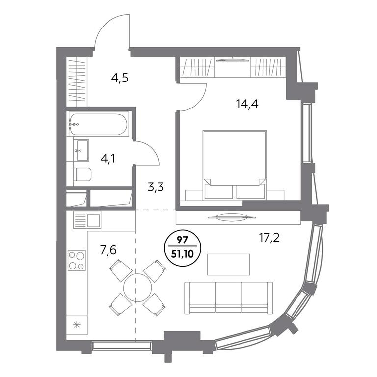 2-BD Apartment Sale, 51.1 sq. m. at Dom56, Fridrikha Engelsa Street, 56с1, Moscow, Russia #1 2-BD Apartment Sale, 51.1 sq. m. at Dom56, Fridrikha Engelsa Street, 56с1, Moscow, Russia #1