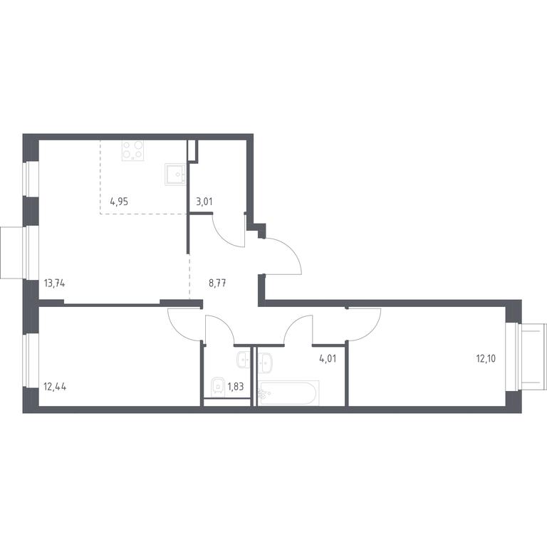 1-BD Apartment Sale, 60.85 sq. m. at Kvartal Domashnij, Donetskaya Street, 30с11, Moscow, Russia #1 1-BD Apartment Sale, 60.85 sq. m. at Kvartal Domashnij, Donetskaya Street, 30с11, Moscow, Russia #1