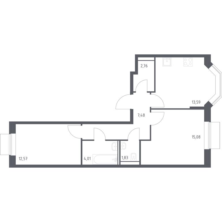 1-BD Apartment Sale, 57.32 sq. m. at Kvartal Domashnij, Donetskaya Street, 30с11, Moscow, Russia #1 1-BD Apartment Sale, 57.32 sq. m. at Kvartal Domashnij, Donetskaya Street, 30с11, Moscow, Russia #1
