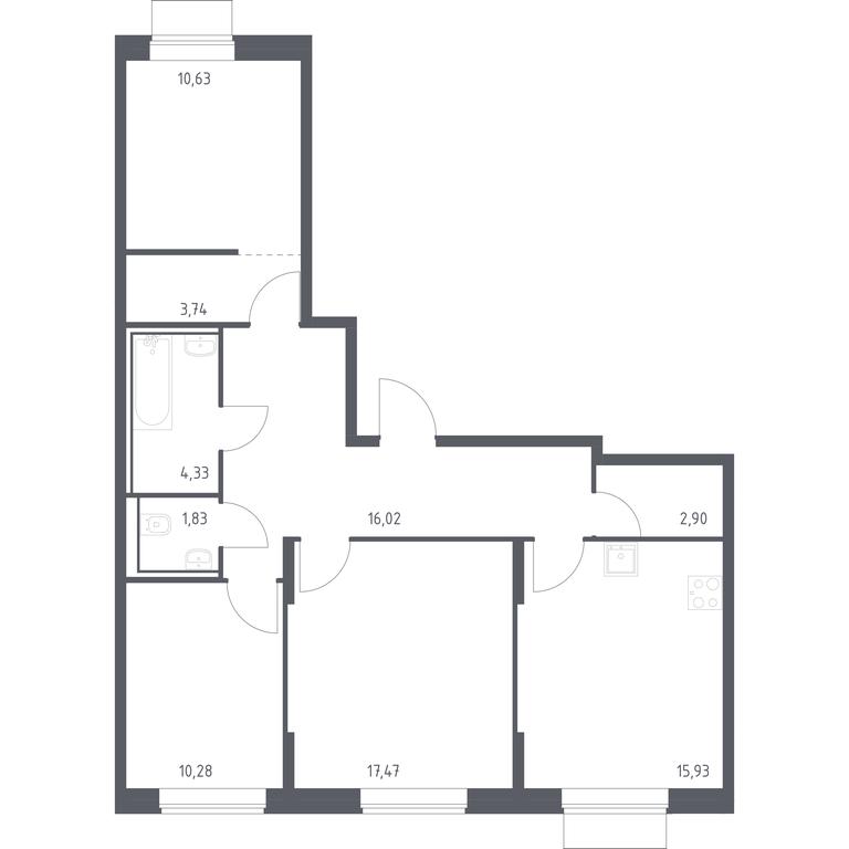 2-BD Apartment Sale, 83.13平方米 at Kvartal Domashnij, Donetskaya Street, 30с11, Moscow, Russia #1 2-BD Apartment Sale, 83.13平方米 at Kvartal Domashnij, Donetskaya Street, 30с11, Moscow, Russia #1
