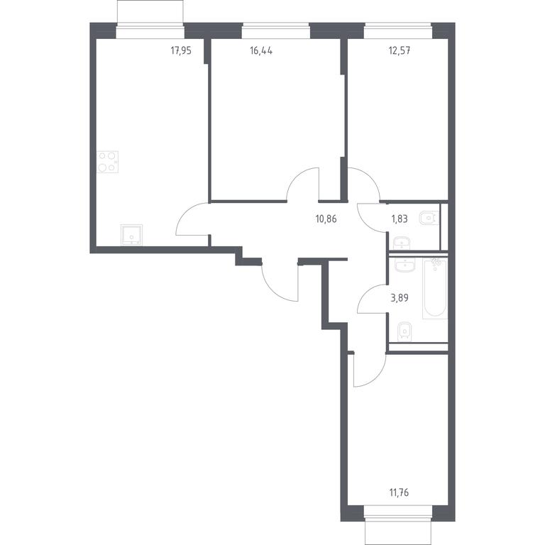 2-BD Apartment Sale, 75.3 sq. m. at Kvartal Domashnij, Donetskaya Street, 30с11, Moscow, Russia #1 2-BD Apartment Sale, 75.3 sq. m. at Kvartal Domashnij, Donetskaya Street, 30с11, Moscow, Russia #1