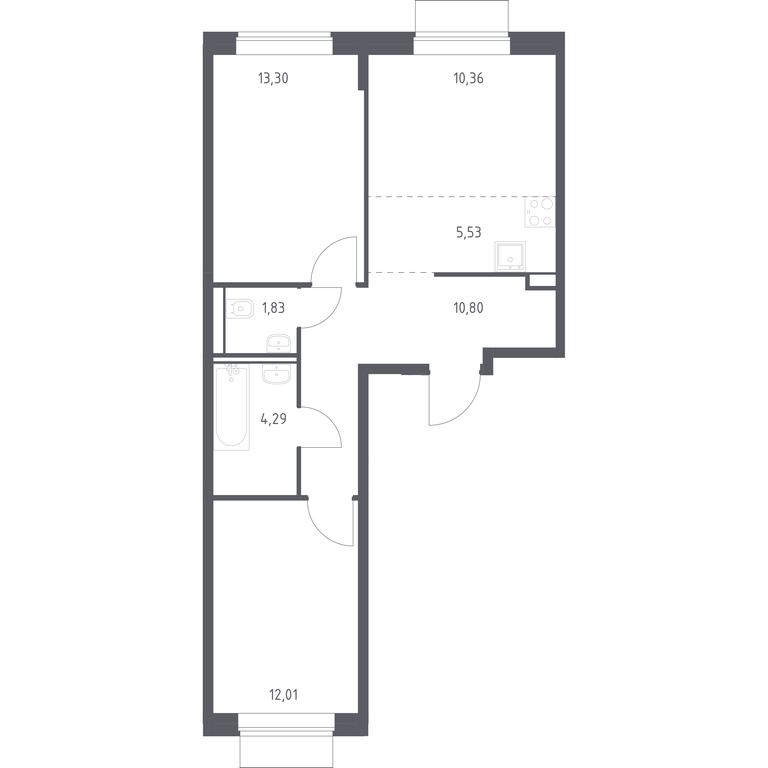 1-BD Apartment Sale, 58.12 sq. m. at Kvartal Domashnij, Donetskaya Street, 30с11, Moscow, Russia #1 1-BD Apartment Sale, 58.12 sq. m. at Kvartal Domashnij, Donetskaya Street, 30с11, Moscow, Russia #1