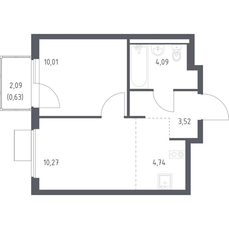 Apartment Sale, 33.26 sq. m. at Gorki Park, Shkolnaya ulitsa, 2, derevnya Korobovo, Leninskiy City District, Moscow Region, Russia #1