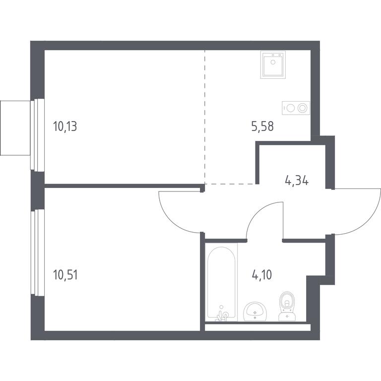 Apartment Sale, 34.66平方米 at Gorki Park, Shkolnaya ulitsa, 2, derevnya Korobovo, Leninskiy City District, Moscow Region, Russia #1