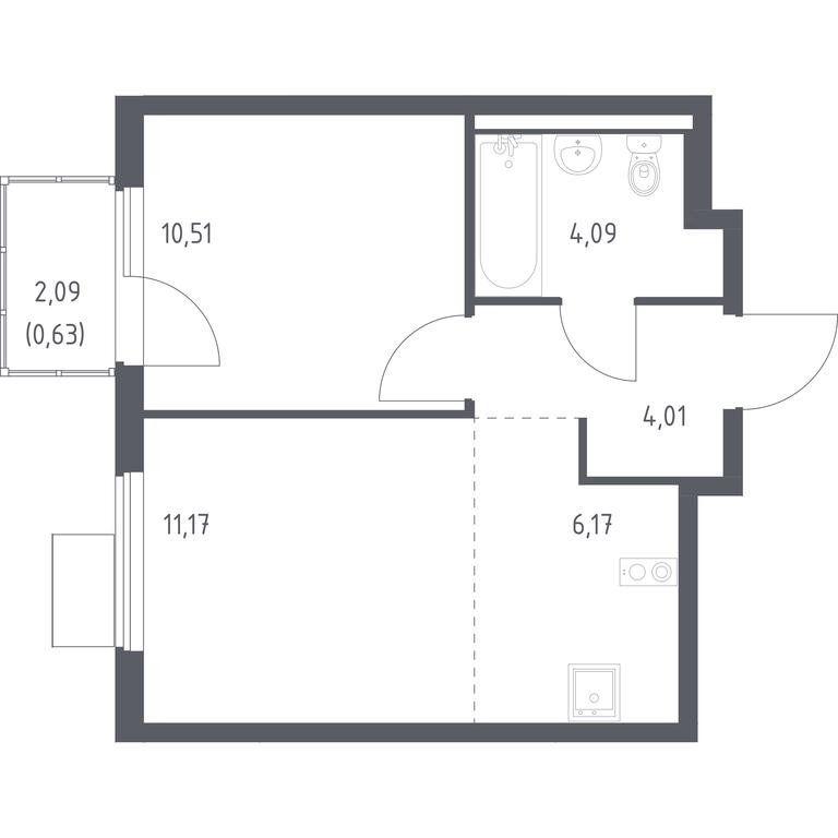 Apartment Sale, 36.58 sq. m. at Gorki Park, Shkolnaya ulitsa, 2, derevnya Korobovo, Leninskiy City District, Moscow Region, Russia #1