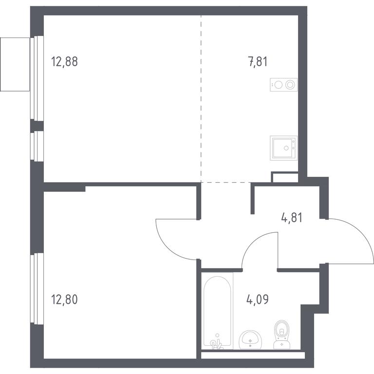 Apartment Sale, 42.39平方米 at Gorki Park, Shkolnaya ulitsa, 2, derevnya Korobovo, Leninskiy City District, Moscow Region, Russia #1
