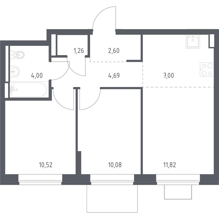 1-BD Apartment Sale, 51.97平方米 at Bogdanovskiy Les, derevnya Bogdanikha, Leninskiy City District, Moscow Region, Russia #1 1-BD Apartment Sale, 51.97平方米 at Bogdanovskiy Les, derevnya Bogdanikha, Leninskiy City District, Moscow Region, Russia #1