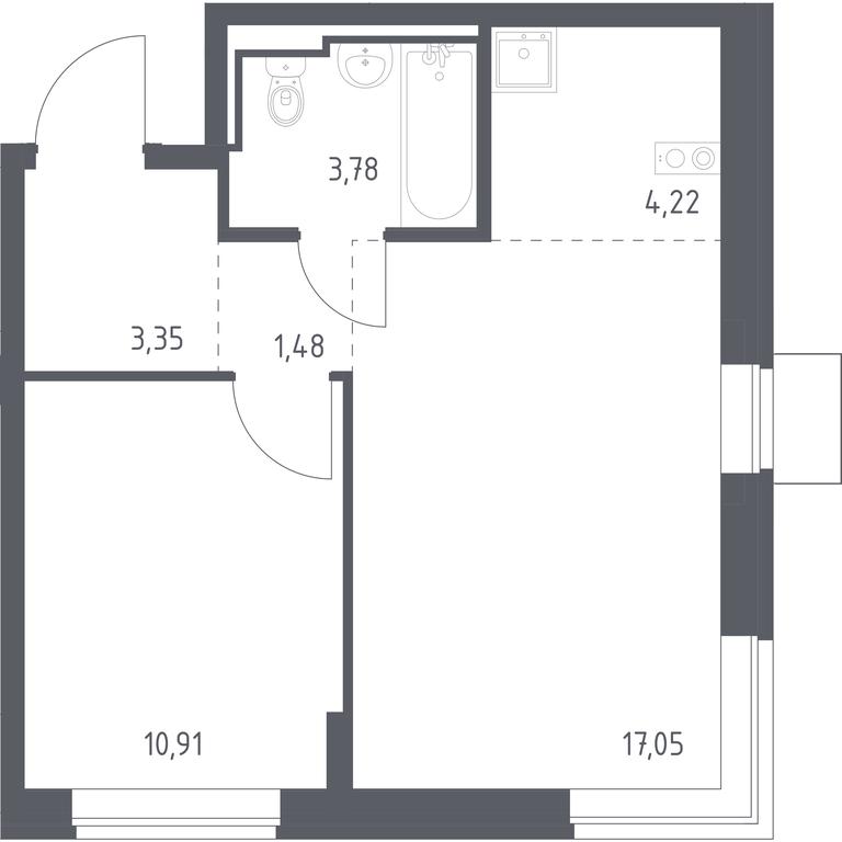 Apartment Sale, 40.79平方米 at Bogdanovskiy Les, derevnya Bogdanikha, Leninskiy City District, Moscow Region, Russia #1 Apartment Sale, 40.79平方米 at Bogdanovskiy Les, derevnya Bogdanikha, Leninskiy City District, Moscow Region, Russia #1