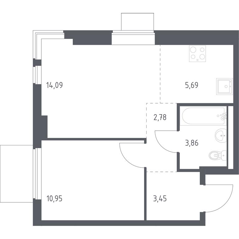 Apartment Sale, 40.82 sq. m. at Gorki Park, Shkolnaya ulitsa, 2, derevnya Korobovo, Leninskiy City District, Moscow Region, Russia #1