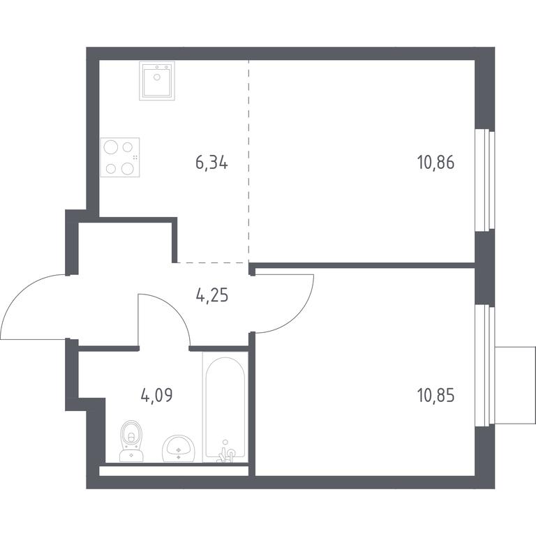 Apartment Sale, 36.39 sq. m. at Gorki Park, Shkolnaya ulitsa, 2, derevnya Korobovo, Leninskiy City District, Moscow Region, Russia #1