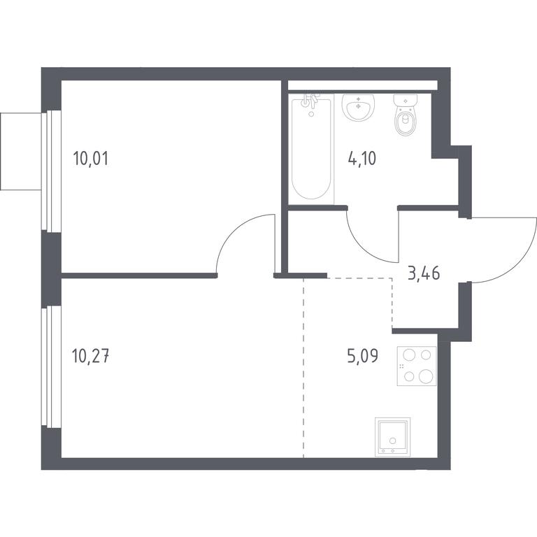 Apartment Sale, 32.93 sq. m. at Gorki Park, Shkolnaya ulitsa, 2, derevnya Korobovo, Leninskiy City District, Moscow Region, Russia #1