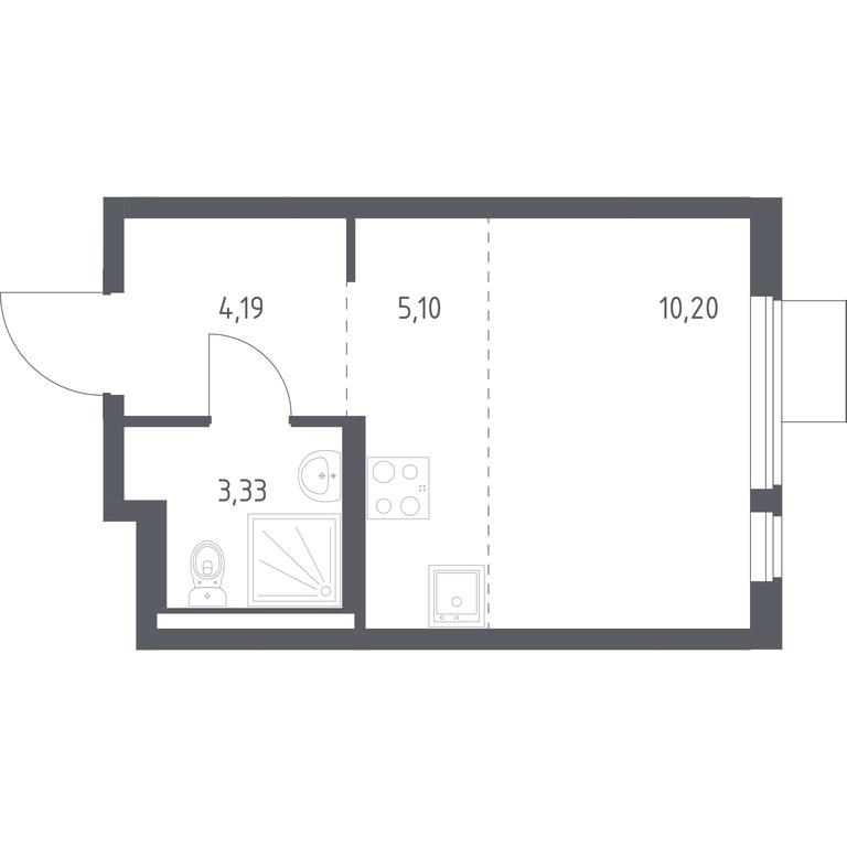 Apartment Sale, 22.82平方米 at Gorki Park, Shkolnaya ulitsa, 2, derevnya Korobovo, Leninskiy City District, Moscow Region, Russia #1