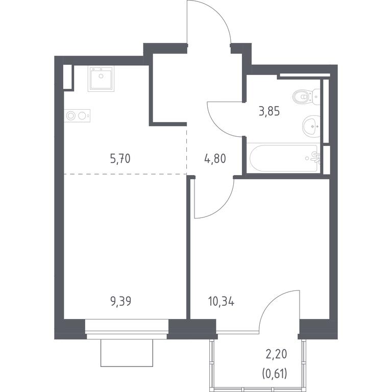 Apartment Sale, 34.69 sq. m. at Bogdanovskiy Les, derevnya Bogdanikha, Leninskiy City District, Moscow Region, Russia #1