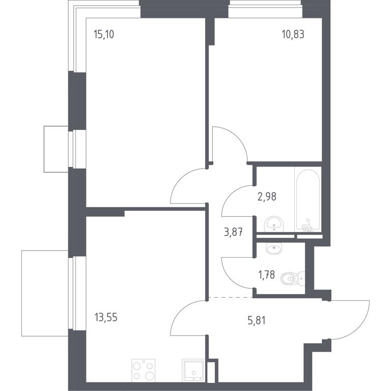 1-BD Apartment Sale, 53.92平方米 at Bogdanovskiy Les, derevnya Bogdanikha, Leninskiy City District, Moscow Region, Russia #1 1-BD Apartment Sale, 53.92平方米 at Bogdanovskiy Les, derevnya Bogdanikha, Leninskiy City District, Moscow Region, Russia #1