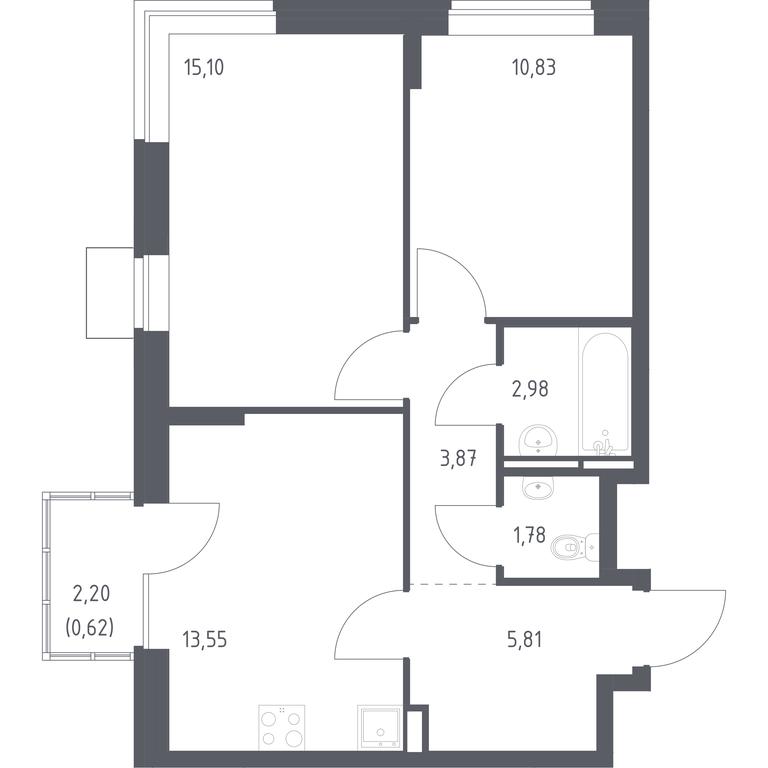 1-BD Apartment Sale, 54.54平方米 at Bogdanovskiy Les, derevnya Bogdanikha, Leninskiy City District, Moscow Region, Russia #1 1-BD Apartment Sale, 54.54平方米 at Bogdanovskiy Les, derevnya Bogdanikha, Leninskiy City District, Moscow Region, Russia #1