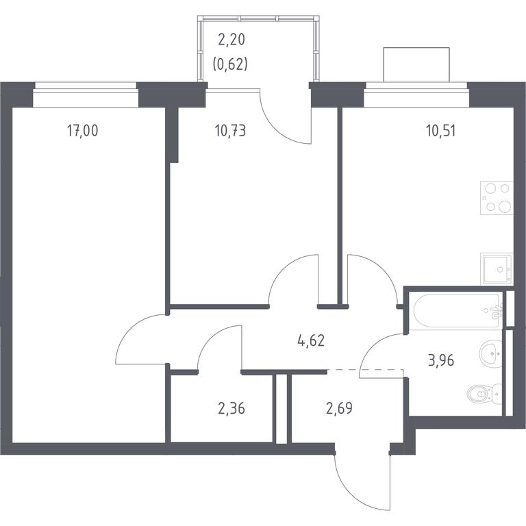 1-BD Apartment Sale, 52.49平方米 at Bogdanovskiy Les, derevnya Bogdanikha, Leninskiy City District, Moscow Region, Russia #1 1-BD Apartment Sale, 52.49平方米 at Bogdanovskiy Les, derevnya Bogdanikha, Leninskiy City District, Moscow Region, Russia #1
