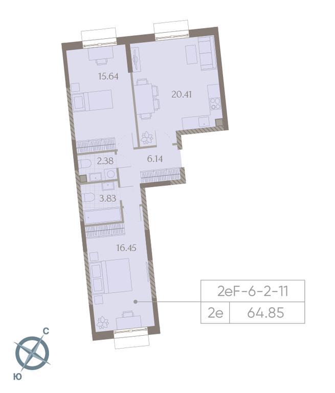 2-BD Apartment Sale, 64.9 sq. m. at Dmitrovskoe Nebo, Ilmenskiy Drive, 4с1, Moscow, Russia #2 2-BD Apartment Sale, 64.9 sq. m. at Dmitrovskoe Nebo, Ilmenskiy Drive, 4с1, Moscow, Russia #2