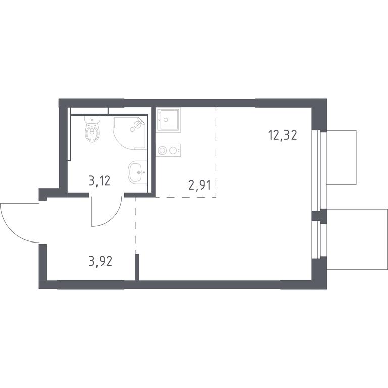 Apartment Sale, 22.27平方米 at Mytishchi Park, Silikatnaya ulitsa, 41к3, Mytischi, Moscow Region, Russia #1