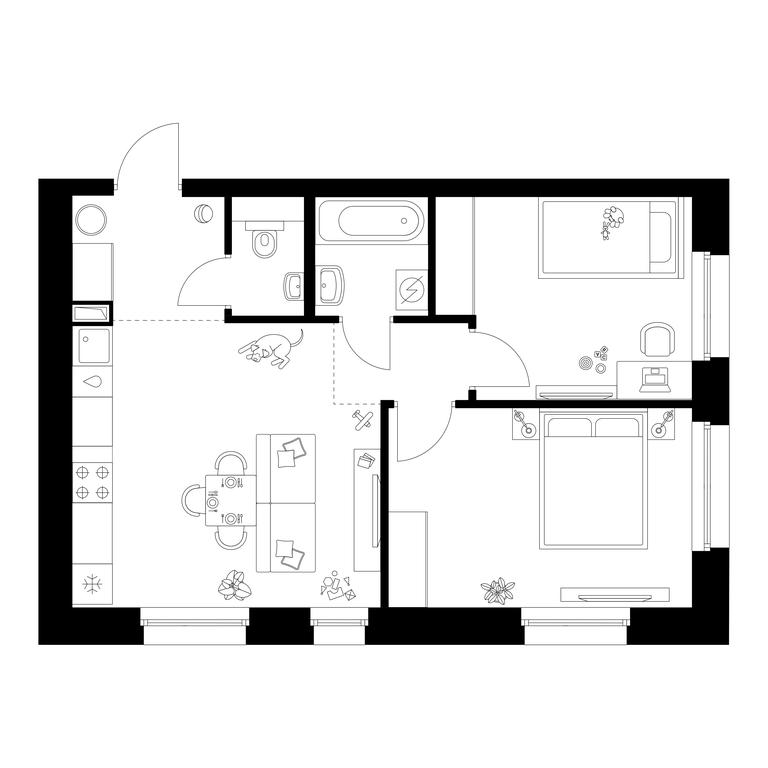 2-BD Apartment Sale, 52.3 sq. m. at Polar, Polyarnaya Street, 39Б, Moscow, Russia #2 2-BD Apartment Sale, 52.3 sq. m. at Polar, Polyarnaya Street, 39Б, Moscow, Russia #2