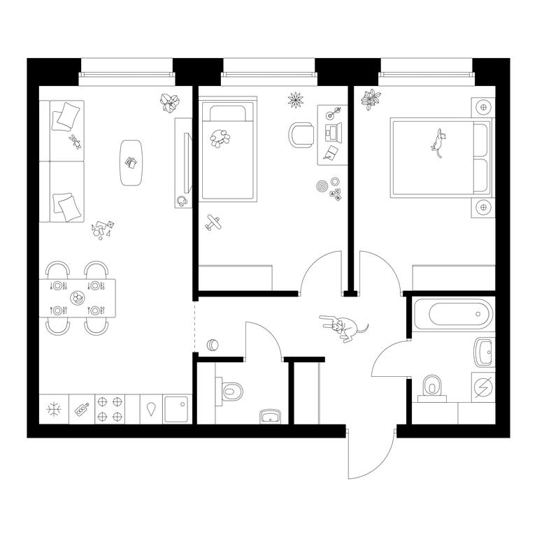 2-BD Apartment Sale, 55.9平方米 at Polar, Polyarnaya Street, 39Б, Moscow, Russia #2 2-BD Apartment Sale, 55.9平方米 at Polar, Polyarnaya Street, 39Б, Moscow, Russia #2