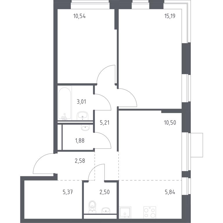 1-BD Apartment Sale, 62.62平方米 at Molzhaninovo, Leningradskoye Highway, 229, Moscow, Russia #1 1-BD Apartment Sale, 62.62平方米 at Molzhaninovo, Leningradskoye Highway, 229, Moscow, Russia #1
