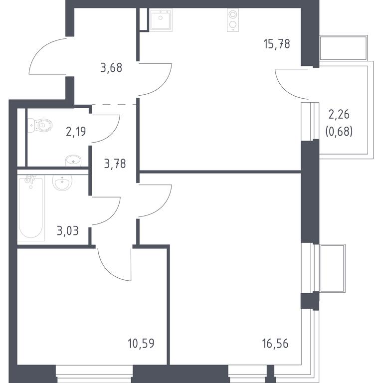 1-BD Apartment Sale, 56.29 sq. m. at Egorovo Park, 1-y kvartal, posyolok Zhilino-1, Lubertsy City District, Moscow Region, Russia #1 1-BD Apartment Sale, 56.29 sq. m. at Egorovo Park, 1-y kvartal, posyolok Zhilino-1, Lubertsy City District, Moscow Region, Russia #1