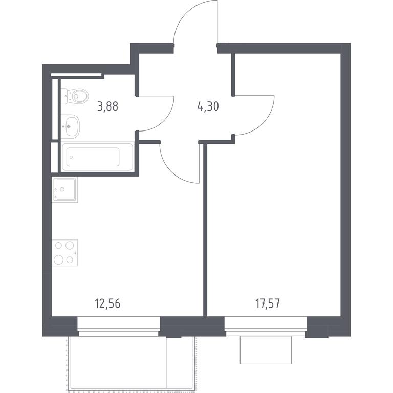 Apartment Sale, 38.31 sq. m. at Pribrezhnyi Park, Pribrezhniy Park Residential Complex, Village of Yam, Domodedovo City District, Moscow Region, Russia #1