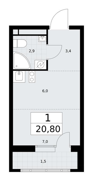 Apartment Sale, 20.8平方米 at Rodniye Kvartaly, Kvartal № 33, Marushkinskoye Settlement, Moscow, Russia #1 Apartment Sale, 20.8平方米 at Rodniye Kvartaly, Kvartal № 33, Marushkinskoye Settlement, Moscow, Russia #1