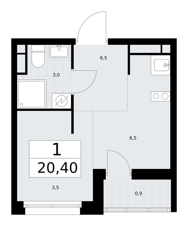 Apartment Sale, 20.4平方米 at Rodniye Kvartaly, Kvartal № 33, Marushkinskoye Settlement, Moscow, Russia #1