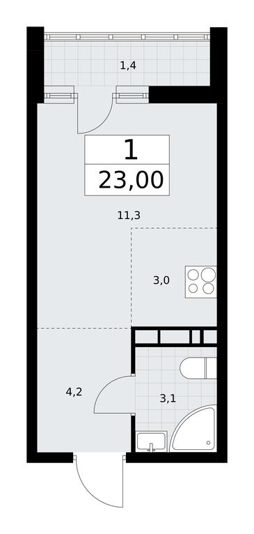Apartment Sale, 23平方米 at Rodniye Kvartaly, Kvartal № 33, Marushkinskoye Settlement, Moscow, Russia #1