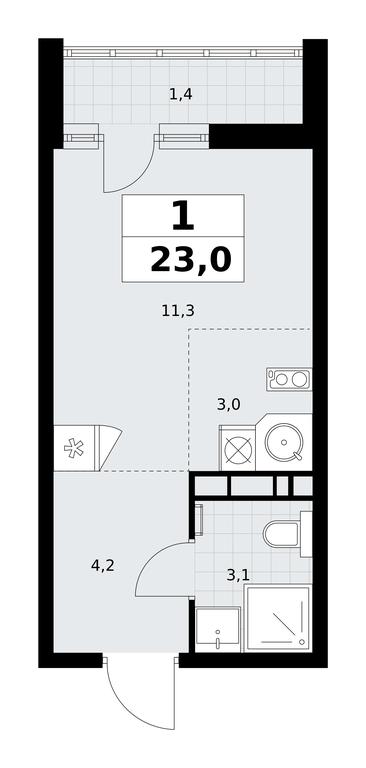 Apartment Sale, 23平方米 at Rodniye Kvartaly, Kvartal № 33, Marushkinskoye Settlement, Moscow, Russia #2