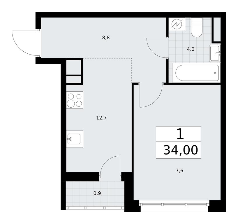 Apartment Sale, 34平方米 at Rodniye Kvartaly, Kvartal № 33, Marushkinskoye Settlement, Moscow, Russia #1