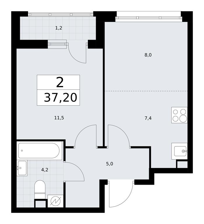 1-BD Apartment Sale, 37.3平方米 at Rodniye Kvartaly, Kvartal № 33, Marushkinskoye Settlement, Moscow, Russia #1