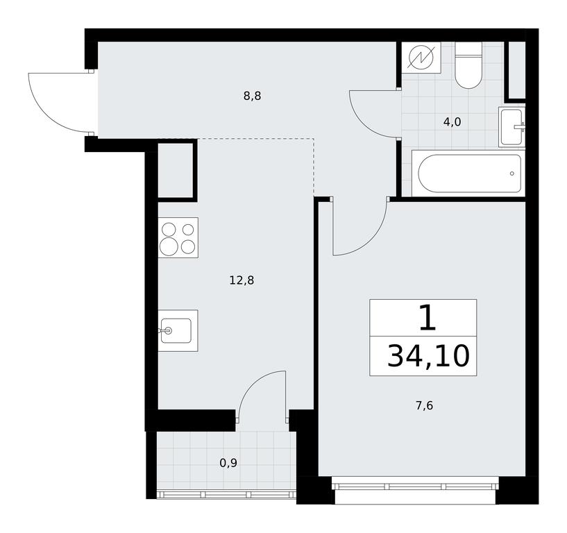 Apartment Sale, 34.1 sq. m. at Rodniye Kvartaly, Kvartal № 33, Marushkinskoye Settlement, Moscow, Russia #1