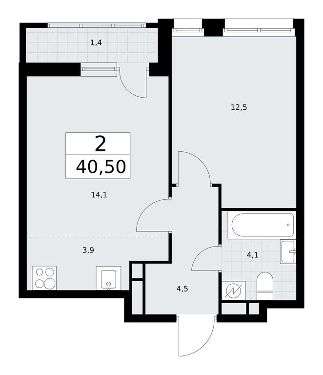 1-BD Apartment Sale, 40.5 sq. m. at Rodniye Kvartaly, Kvartal № 33, Marushkinskoye Settlement, Moscow, Russia #1
