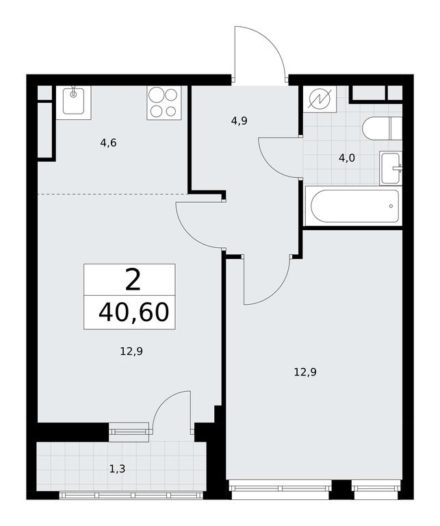 1-BD Apartment Sale, 40.6平方米 at Rodniye Kvartaly, Kvartal № 33, Marushkinskoye Settlement, Moscow, Russia #1 1-BD Apartment Sale, 40.6平方米 at Rodniye Kvartaly, Kvartal № 33, Marushkinskoye Settlement, Moscow, Russia #1