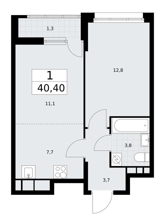 1-BD Apartment Sale, 40.4平方米 at Rodniye Kvartaly, Kvartal № 33, Marushkinskoye Settlement, Moscow, Russia #1 1-BD Apartment Sale, 40.4平方米 at Rodniye Kvartaly, Kvartal № 33, Marushkinskoye Settlement, Moscow, Russia #1