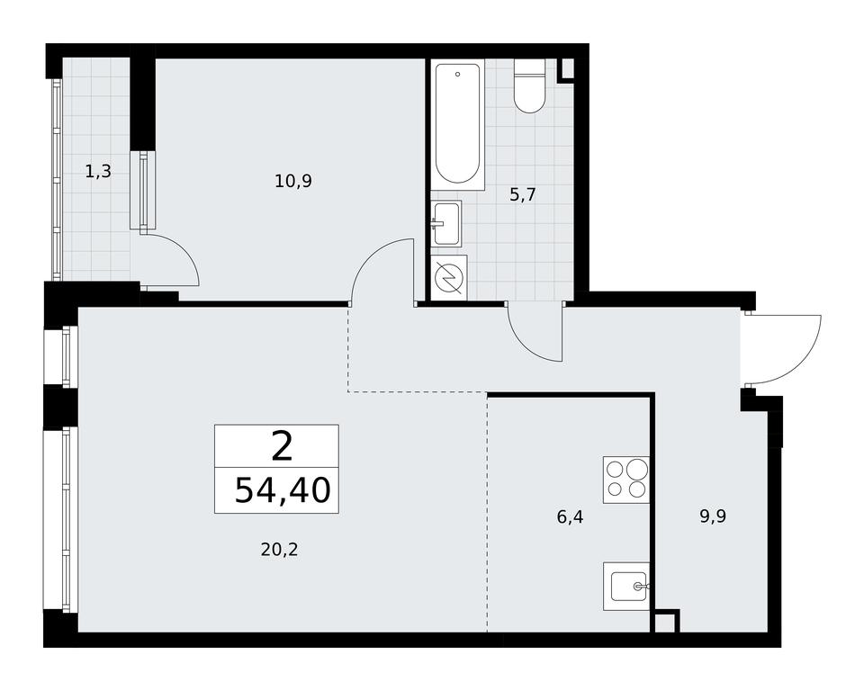 1-BD Apartment Sale, 54.4平方米 at Rodniye Kvartaly, Kvartal № 33, Marushkinskoye Settlement, Moscow, Russia #1 1-BD Apartment Sale, 54.4平方米 at Rodniye Kvartaly, Kvartal № 33, Marushkinskoye Settlement, Moscow, Russia #1