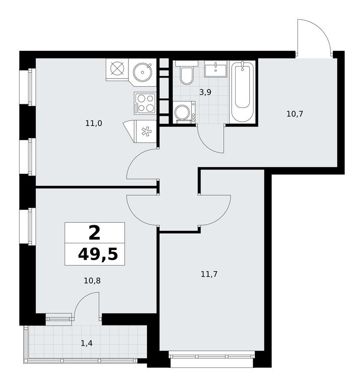 1-BD Apartment Sale, 49.5平方米 at Rodniye Kvartaly, Kvartal № 33, Marushkinskoye Settlement, Moscow, Russia #2 1-BD Apartment Sale, 49.5平方米 at Rodniye Kvartaly, Kvartal № 33, Marushkinskoye Settlement, Moscow, Russia #2