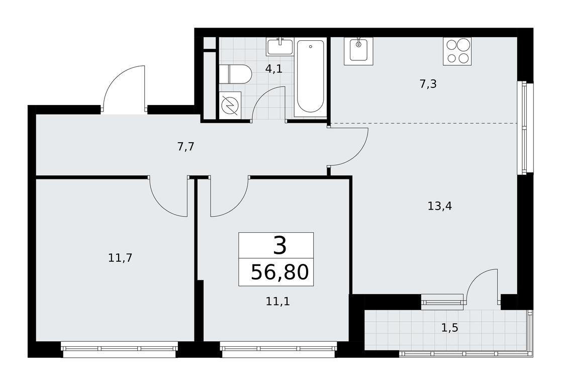 2-BD Apartment Sale, 56.8平方米 at Rodniye Kvartaly, Kvartal № 33, Marushkinskoye Settlement, Moscow, Russia #1 2-BD Apartment Sale, 56.8平方米 at Rodniye Kvartaly, Kvartal № 33, Marushkinskoye Settlement, Moscow, Russia #1
