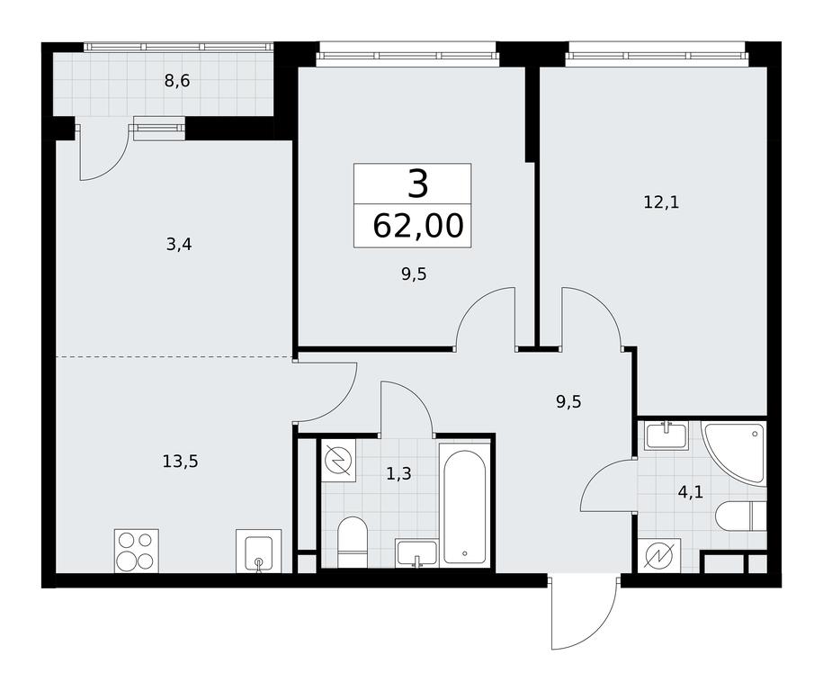 2-BD Apartment Sale, 62 sq. m. at Rodniye Kvartaly, Kvartal № 33, Marushkinskoye Settlement, Moscow, Russia #1 2-BD Apartment Sale, 62 sq. m. at Rodniye Kvartaly, Kvartal № 33, Marushkinskoye Settlement, Moscow, Russia #1