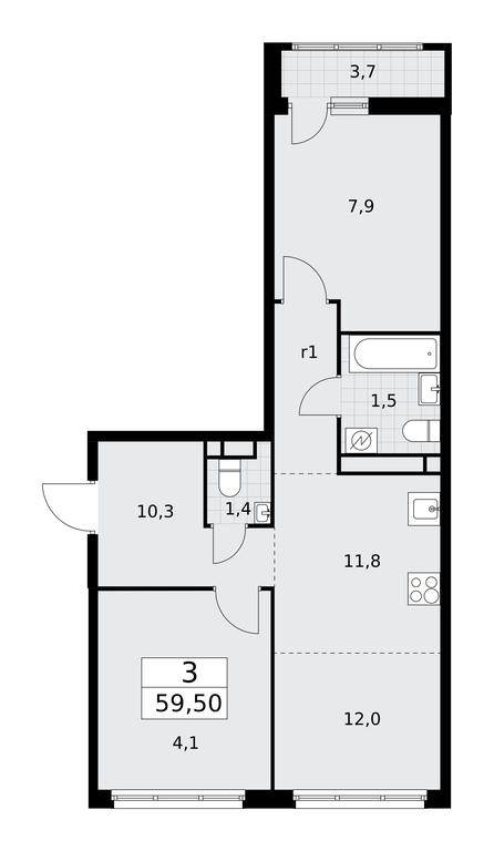 2-BD Apartment Sale, 59.5平方米 at Rodniye Kvartaly, Kvartal № 33, Marushkinskoye Settlement, Moscow, Russia #1 2-BD Apartment Sale, 59.5平方米 at Rodniye Kvartaly, Kvartal № 33, Marushkinskoye Settlement, Moscow, Russia #1