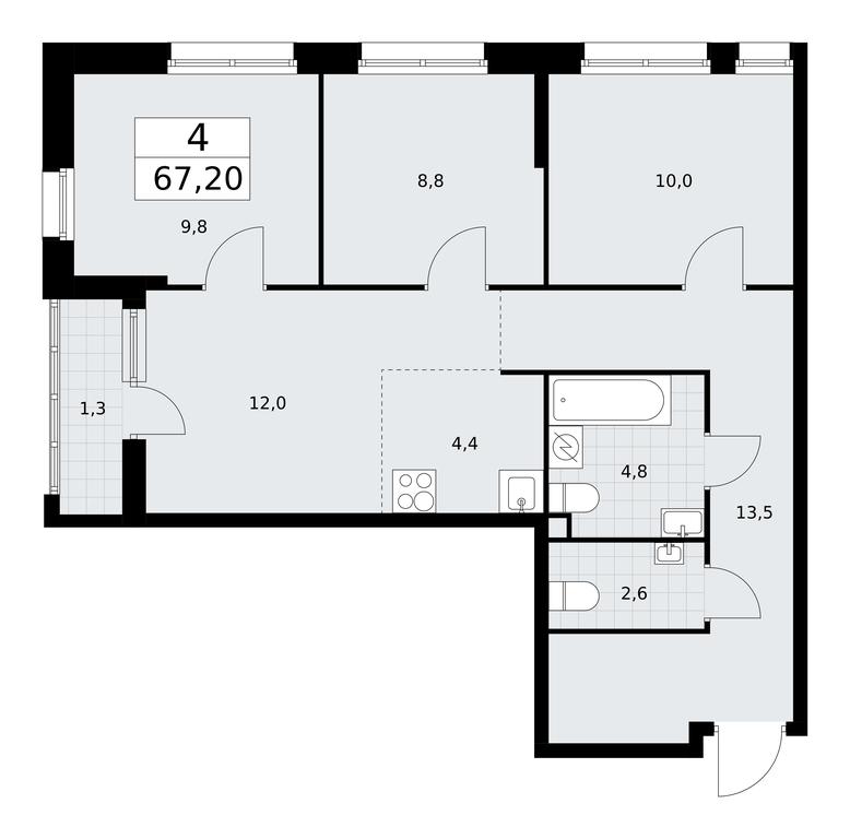3-BD Apartment Sale, 67.2 sq. m. at Rodniye Kvartaly, Kvartal № 33, Marushkinskoye Settlement, Moscow, Russia #1 3-BD Apartment Sale, 67.2 sq. m. at Rodniye Kvartaly, Kvartal № 33, Marushkinskoye Settlement, Moscow, Russia #1