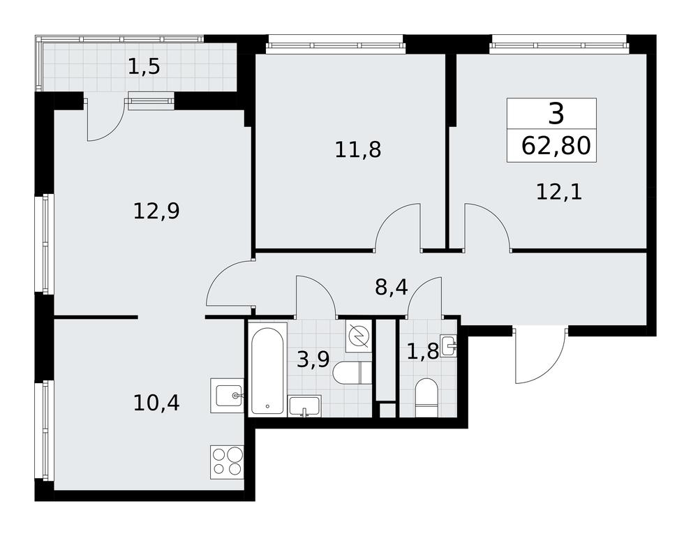 2-BD Apartment Sale, 62.8平方米 at Rodniye Kvartaly, Kvartal № 33, Marushkinskoye Settlement, Moscow, Russia #1 2-BD Apartment Sale, 62.8平方米 at Rodniye Kvartaly, Kvartal № 33, Marushkinskoye Settlement, Moscow, Russia #1
