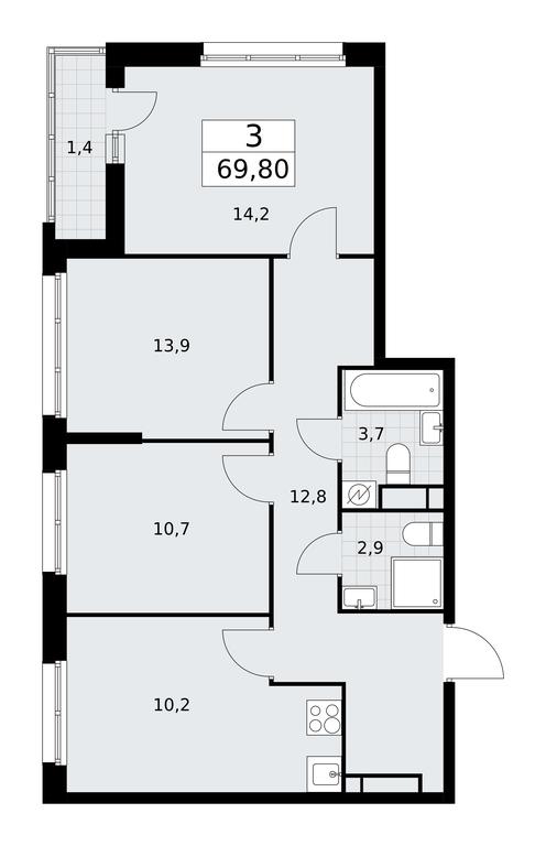 2-BD Apartment Sale, 69.8平方米 at Rodniye Kvartaly, Kvartal № 33, Marushkinskoye Settlement, Moscow, Russia #1 2-BD Apartment Sale, 69.8平方米 at Rodniye Kvartaly, Kvartal № 33, Marushkinskoye Settlement, Moscow, Russia #1